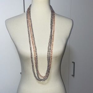 Costume Jewelry - Three Beaded Necklaces Gray and Pink